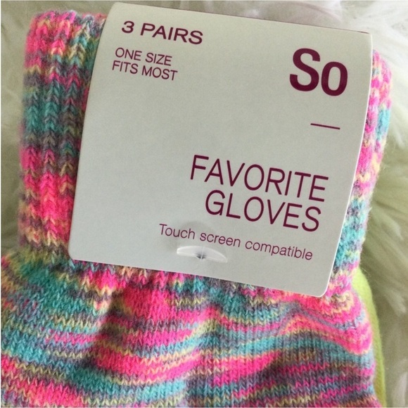 SO Woman’s Juniors Space dye glove set multi color Touch screen - Picture 5 of 12